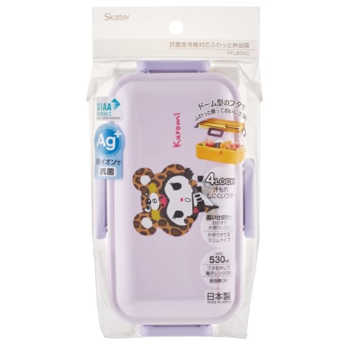 Skater Bento Box Kuromi Headpiece Sanrio 530ml Antibacterial Fluffy Dome Lid for Women Made In Japan PFLB6AG-A