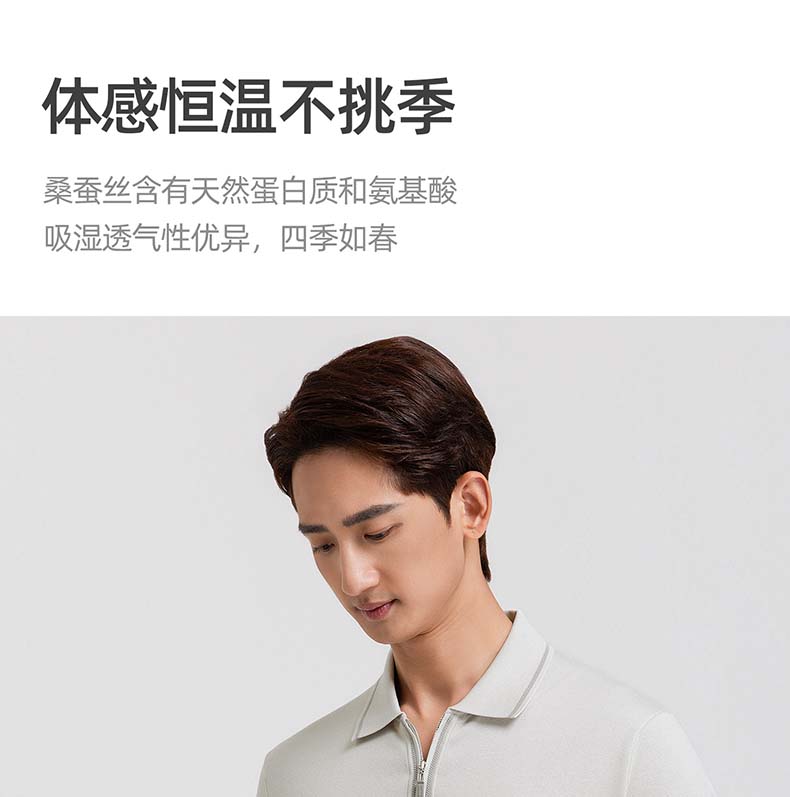[Including Mulberry Silk] Langdeng Men's Half Zipper Knitted Polo Shirt Summer Breathable Business Collar Short Sleeve T-shirt