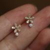 CANNER 2023 Fashion Piercing Zircon Flower Stud Earring for Women Girls Small Sweet Style Wedding Party Jewelry Earrings Gift