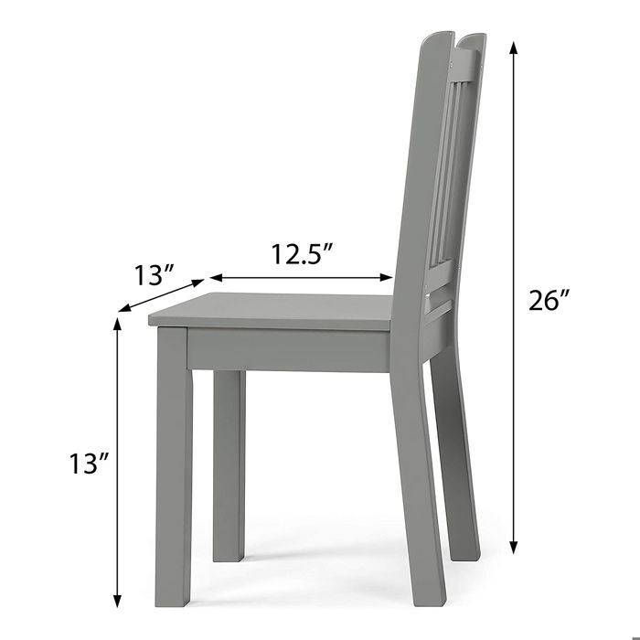 GINGER HOME Zestaw Stół i 2 Krzesła Dziecięce Drewniane – Biurko, Zabawa, Rysowanie, Posilek – Szary