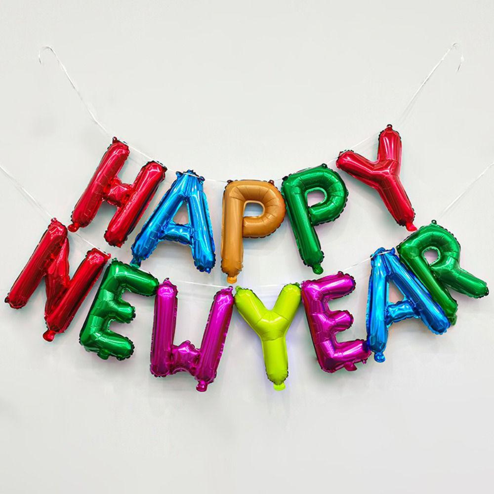 Happy New Year 2025 Alphabet Balloons Holiday Ornaments New Year Decoration Colorful Foil Balloons Party Supplies Inflatable