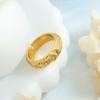 Ethnic Style 316L Stainless Steel Rings For Women 18k Gold Plated Waterproof Fadeless Relief Pattern Women's Ring Woman Jewelry