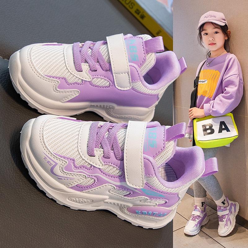 Дышащие сетчатые кроссовки для девочек для занятий спортом 37 фиолетовый — фото 4
