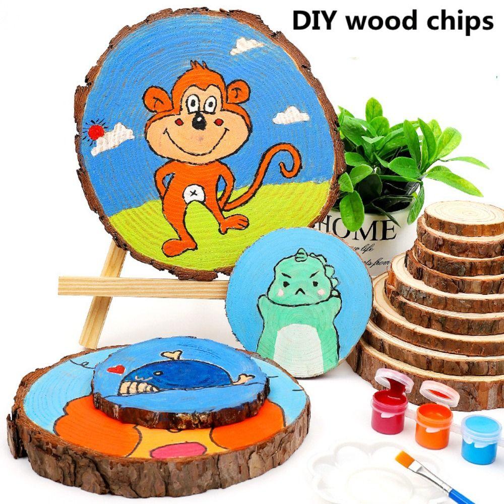 Board DIY Crafts Natural Round Pine Round Wooden Slices DIY Wooden Drawing Board Unfinished Wood