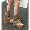 Internet Celebrity Explosion Design Sense Niche Trousers Boots Toe Sandals Women's Summer Cowboy Short Boots Thick-soled Short Boots Single Boots