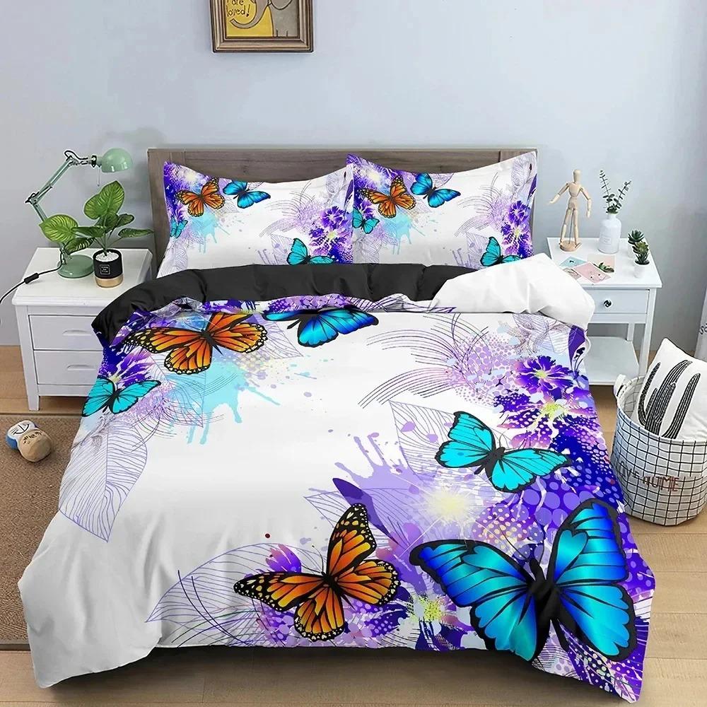 Butterfly Bedding Set Daisy Pattern Duvet Cover Bedroom Comforter Covers Single Twin King Size Quilt Cover Home Textile