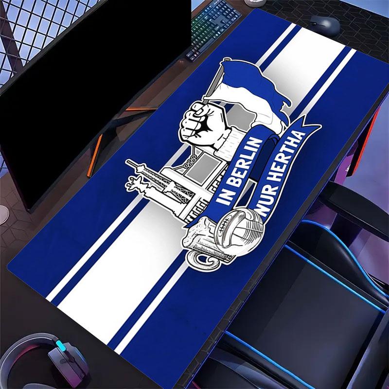 Hertha BSC Mauspade, Große Gaming-Schreibtischmatte, Rutschfestes XXL-Mauspad für Laptop & Tablet, Mini-PC-Spielmatte mit genähten Kanten