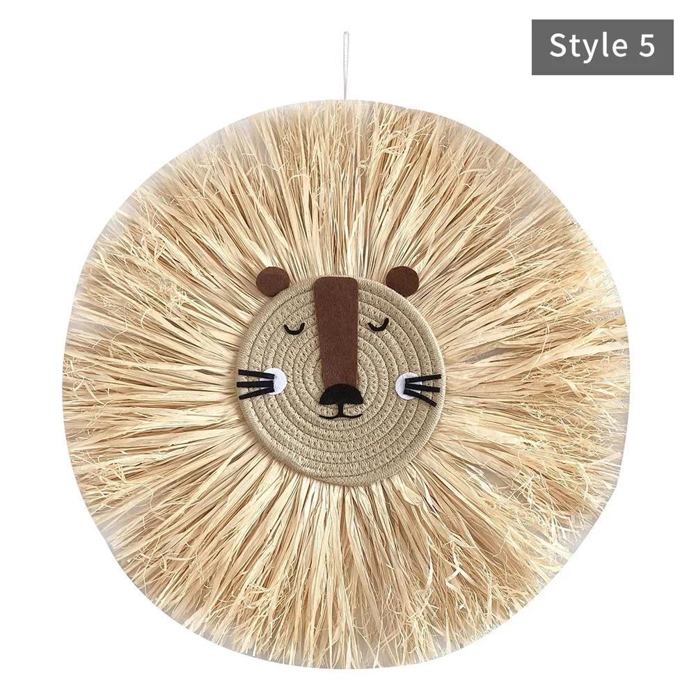 INS Decor-Nordic Home Decoration, Cotton Lafite Woven Tiger Lion Pendant,Wall Ornament for Nursery,Children,Kid Room Decoration