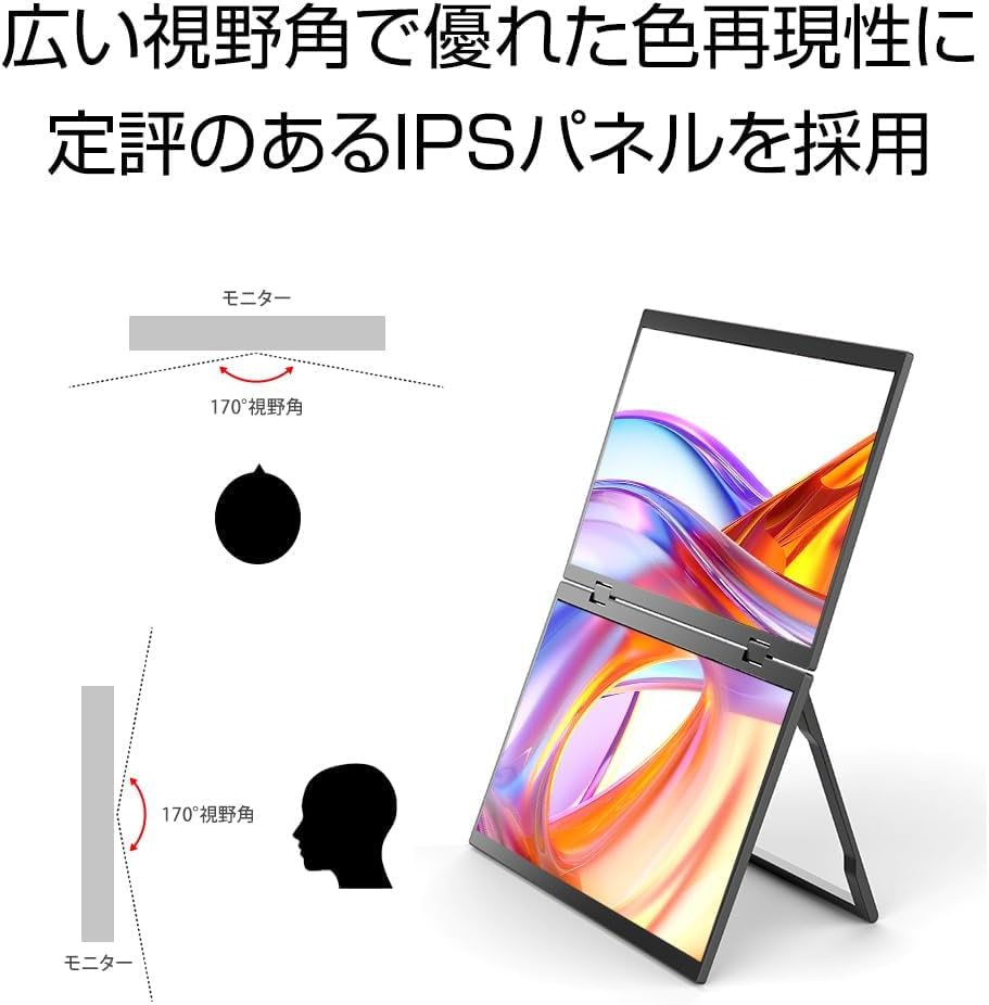 WINTEN Dual Monitor Gaming Monitor Mobile Monitor External Display 1080P FullHD IPS Panel Stand Speakers Compatible with 15.6-inch 2-Screen Non-Glare