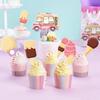 Dinosaur Paper Cake Insert Topper Ice Cream Butterfly Farm Birthday Party Decor Kids Dessert Insert Jungle Animal Cake Topper