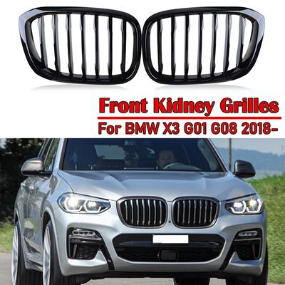 Car Accessories Front Kidney Grille For BMW X3 X4 G01 G02 G08 Single Line Gloss Black Bumper Racing Grills