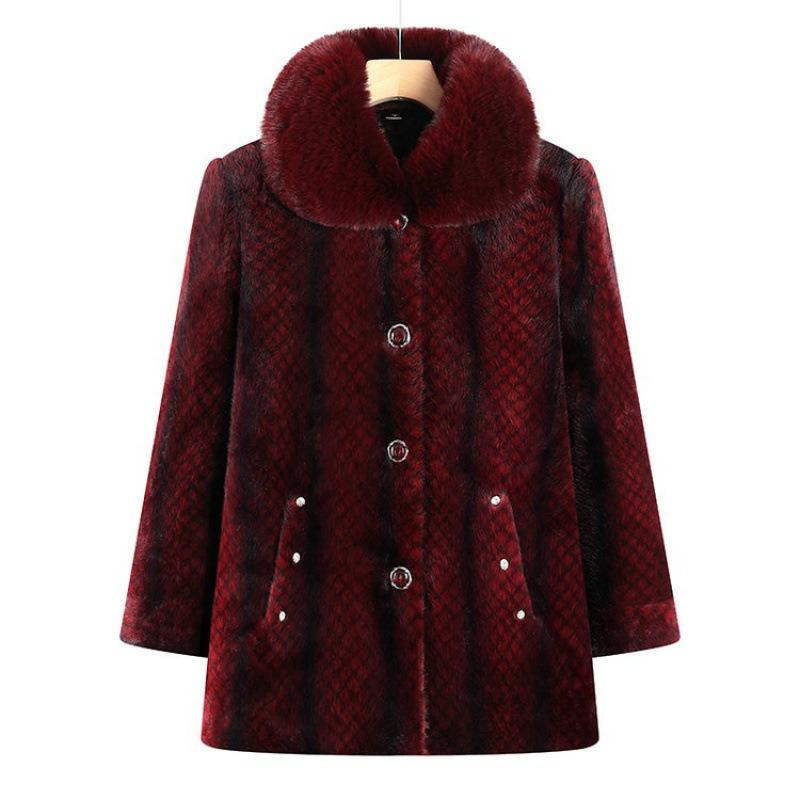 Winter Thermal Coat, Winter Velvet Thickened Women's Coat, Mink Old Lady Cotton-padded Coat