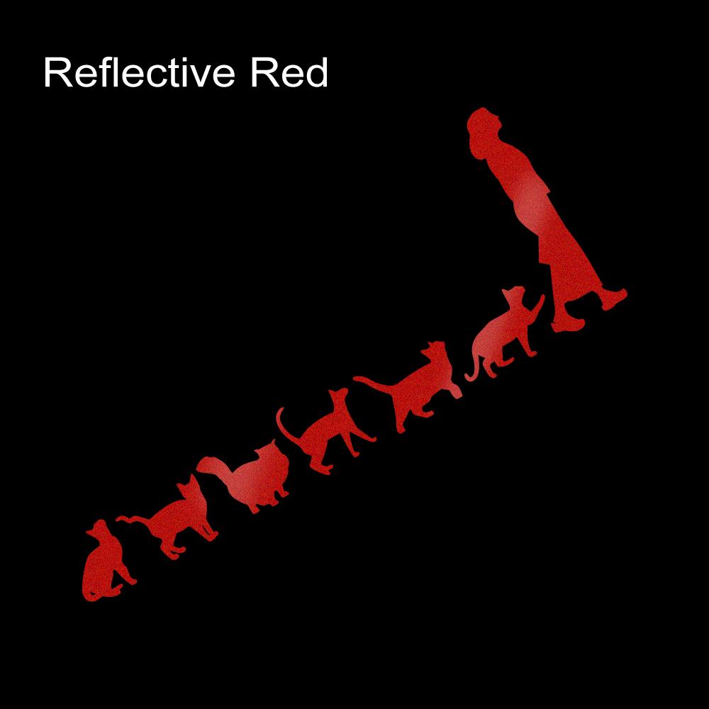 Reflective Lady Cats Follow Woman Vinyl Stickers for Car Van Truck SUV Body Side Window Animal Graphic Decals Decor Accessories