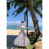 1011 holiday style dress 1011 spring new design tube top long dress purple mesh skirt