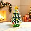 Handmade Art Piece Glazed Glass Christmas Tree Figurine, Handcrafted Ornament Gift for Friends Holiday Display, Colorful Modern Table Centerpiece
