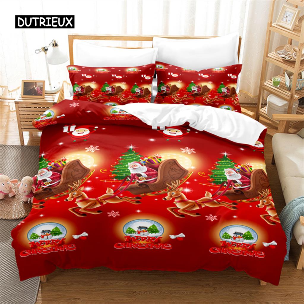 Red Christmas Bedding Set Duvet Cover Set 3d Bedding Digital Printing Bed Linen Queen Size Bedding Set Fashion Design