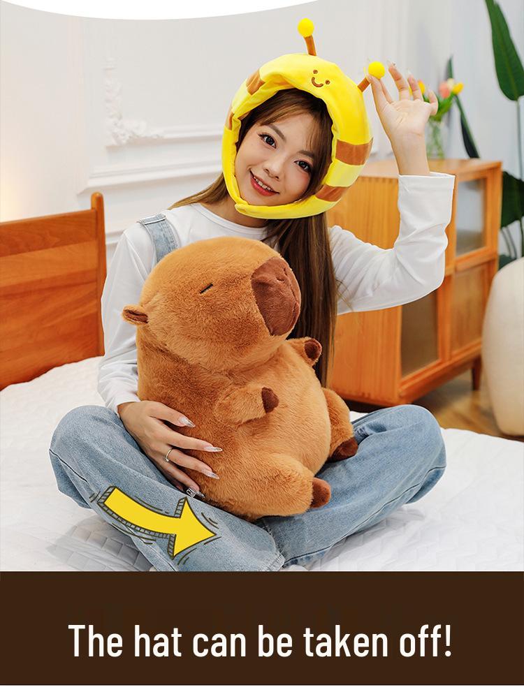 Capybara Plush Toy Pillow & Backpack - Bee Costume Gift