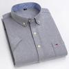 Camicia da Uomo in Cotone Oxford di Alta Qualità a Maniche Corte per l'Estate Comfort Traspirante Classica Tinta Unita a Quadri Business Tempo Libero