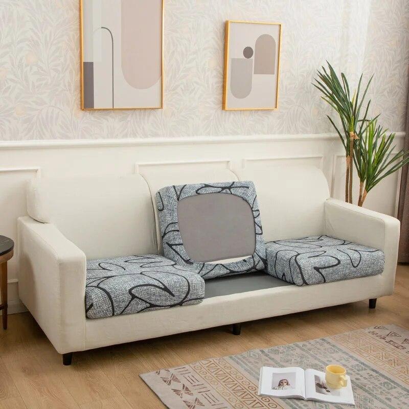 1/2/3/4 Seater Sofa Seat Cushion Cover for Living Room Pets Kids Furniture Printing Stretch Washable Removable Chair Seat Cover