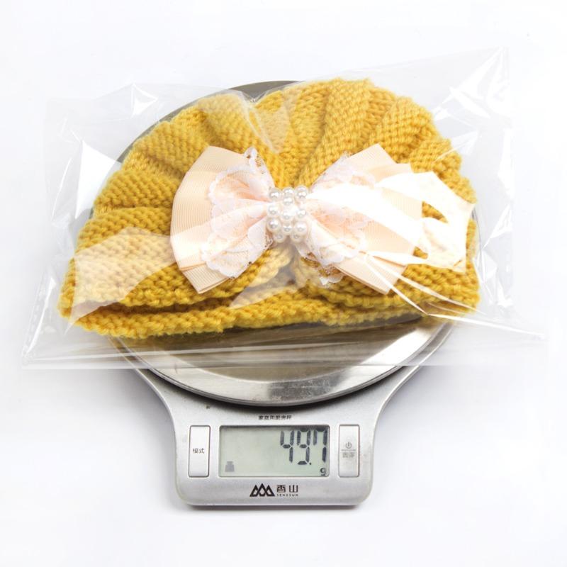 Winter new baby wool hat, children's pearl bow thermal pullover hat, baby hat