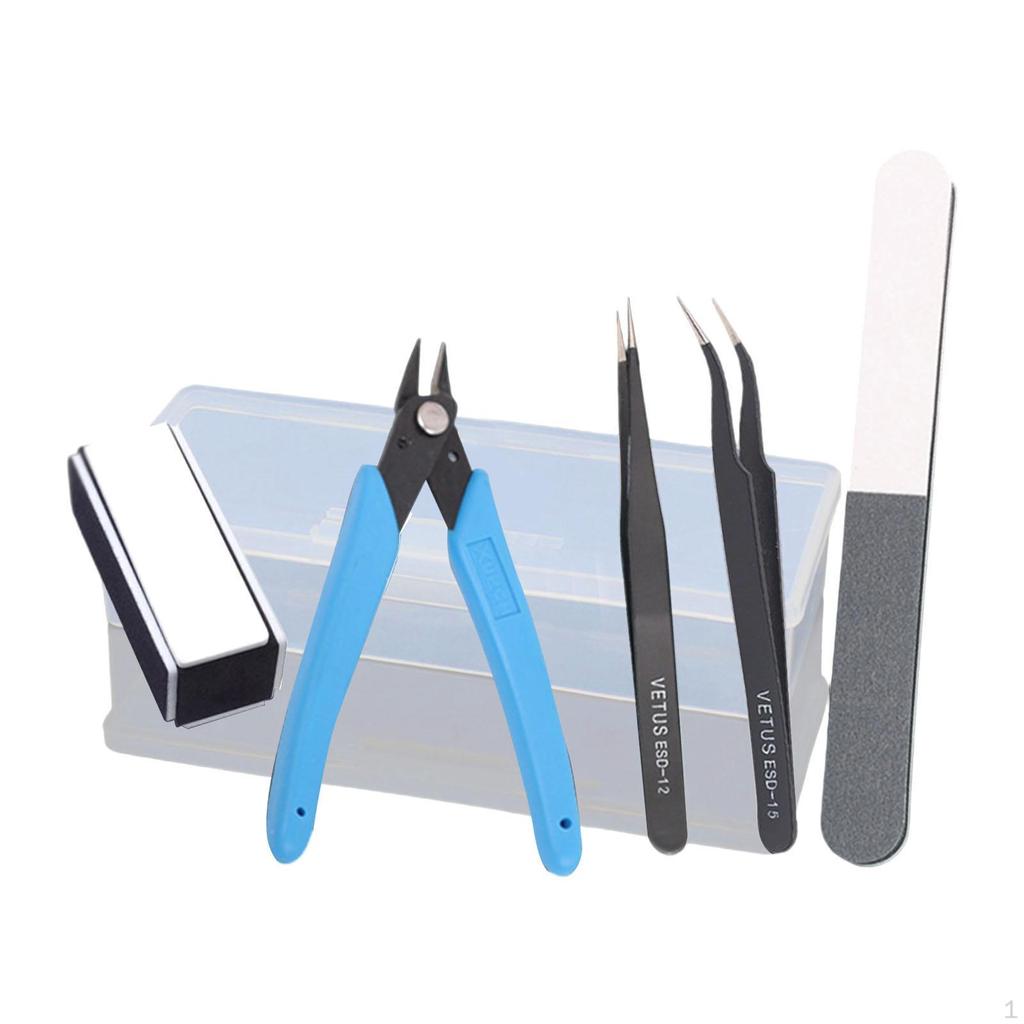 5 Pieces Model Tools Kit Hardware Basic Set for Building Deep Blue Pliers