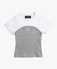 PEACE MAKER Knit Top Layered Tee (Grey)