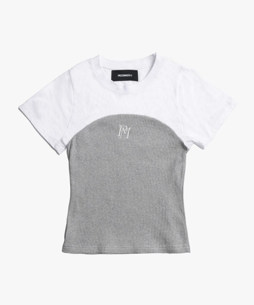 PEACE MAKER Knit Top Layered Tee (Grey)