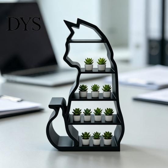 Decorative Ornament Stand Miniature Figurine Cat Storage Rack, Shaped Mini Desk Organizer Shelf Display Shelf, Multi-Tier Rack for Dollhouse