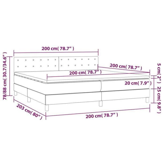 VidaXL Bed Slatted Base with Mattress and LEDs, Upholstered Bed with Headboard, Double Bed, Adult Bedroom Bed, 3134665