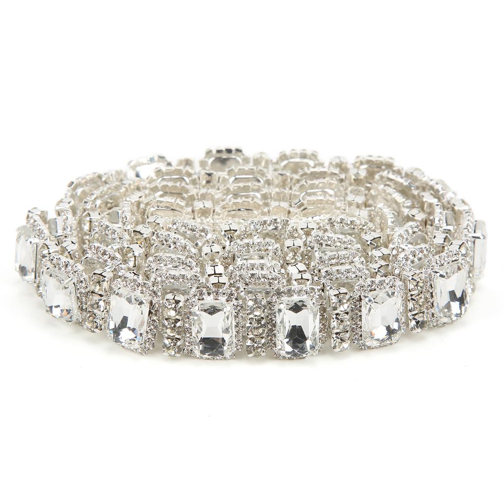 Rhinestone Trim Hand Crafted Adjustable Length Transparent Strong 1 Yard 1.8cm Wide Rhinestone Chain for Clothing