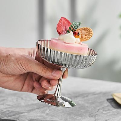 Edelstahl-Eisbecher, Pudding-Dessertschale, Dessertbecher mit hohem Boden, Servierteller für Obstsalat, Kuchenteller, Snackteller