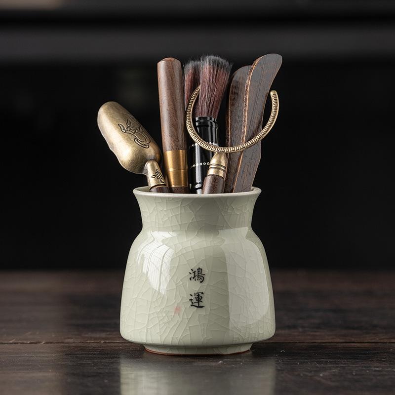 Ru Kiln Tea Black Sandalwood Solid Wood Tea Clip Teaspoon Tea Needle Brush Tea Set Accessories Complete Set of High-end Thousands of Miles of Country
