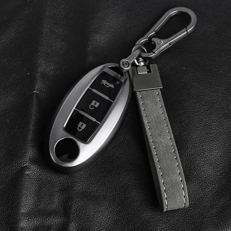 Car Key Cover for Nissan 5 Buttons Key Case TPU Metallic Gray Keychain for Nissan Altima Sentra Rogue Pathfinder Murano Armada M