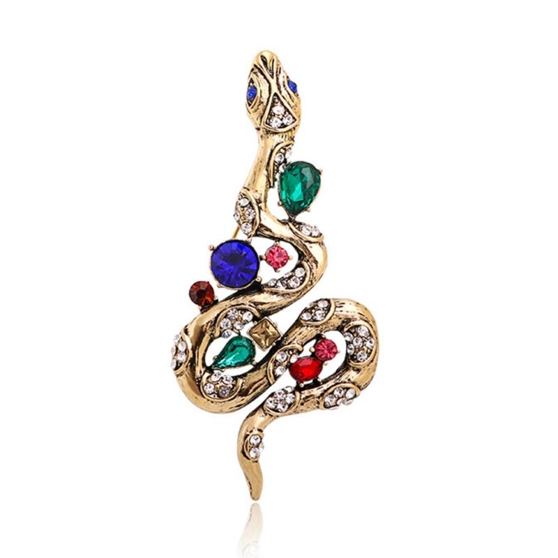 

Crystal Snake Brooch Silk Scarf Pin Wisdoms Fortune Badge For Chinese Festival Formal Suit Brooch Decorative Accessories жовтий