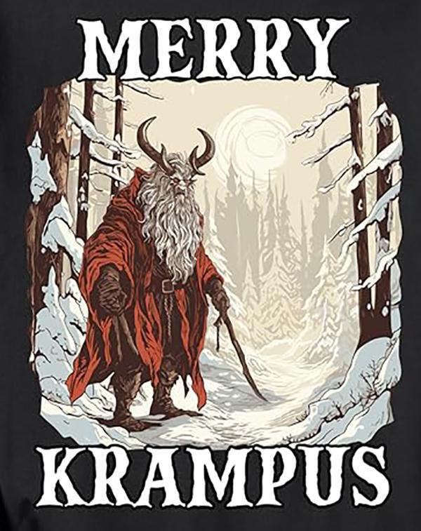 Retro Merry Krampus Christmas TShirt 100 Cotton ONeck Short Sleeve Summer Casual Mens Tshirt Size S3XL