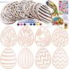 24pcs DIY Wooden Egg Craft Kit - Paint Your Own Festive Ornaments, For Teenagers & Adults, Classroom Activities & Home Decor