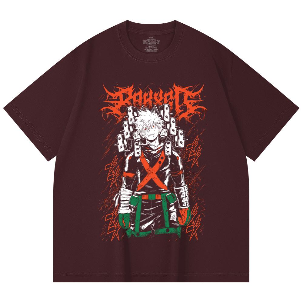 

230 Gsm 100% Cotton My Hero Academia V24 Bakugo Print Unisex Heavy Cotton T Shirt 2XL