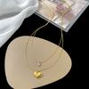 316L Stainless Steel New Fashion Upscale  2 Layer Zircon Love Heart Charms Chain Choker Necklaces & Pendants For Women