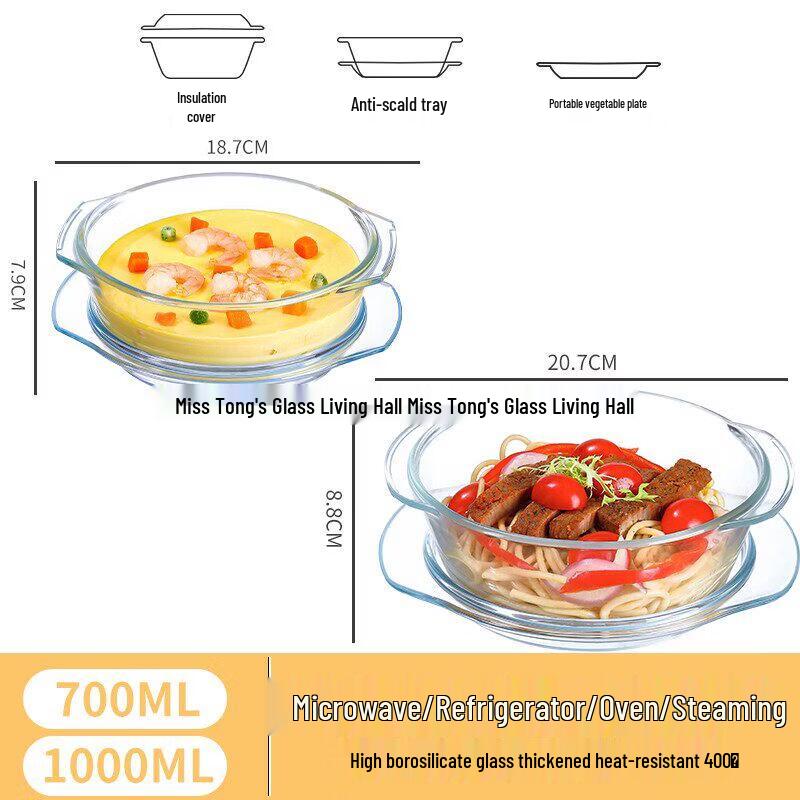 Microwave-Safe Glass Bowl with Lid
