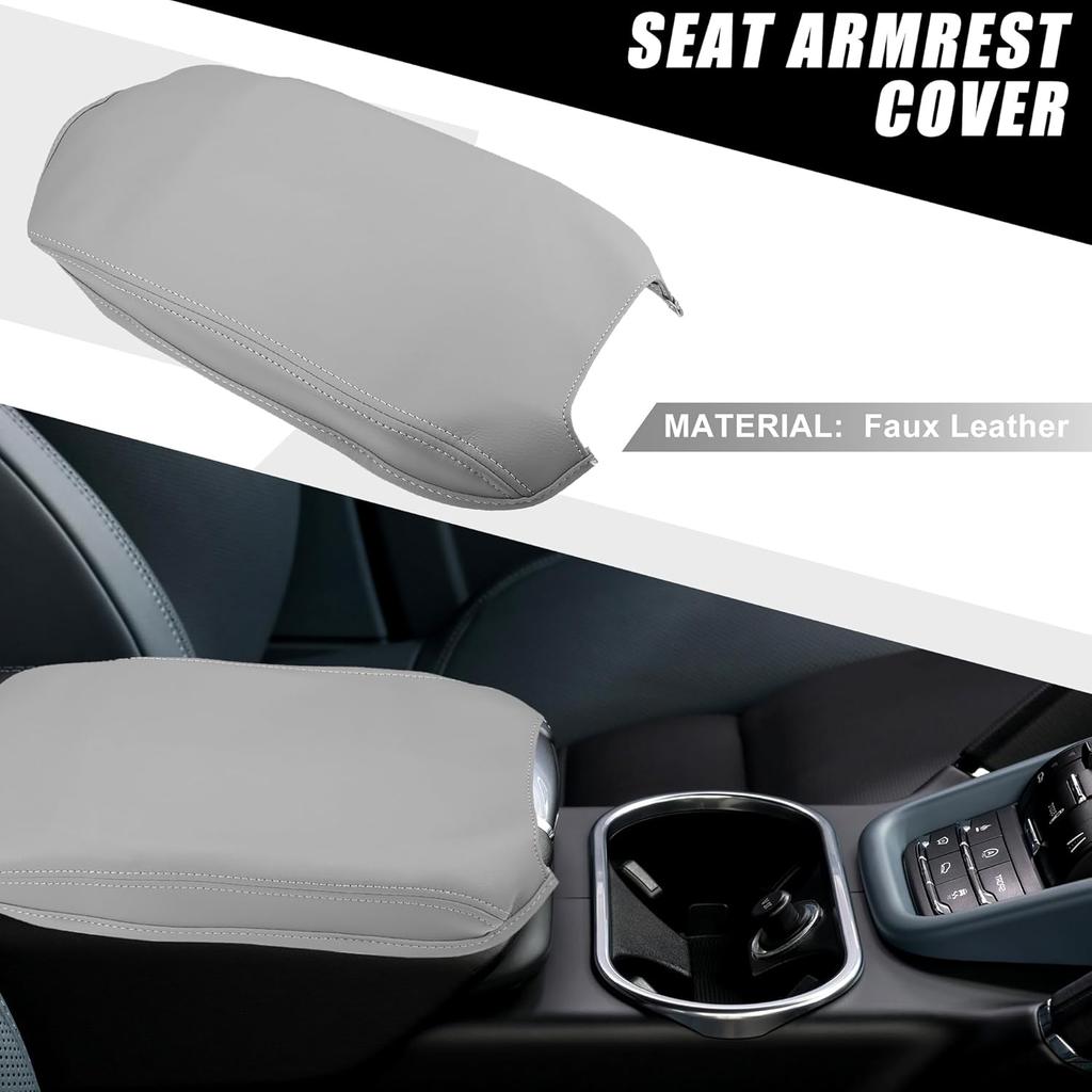 Car Center Console Armrest Cover 38.5x18.5cm Center Console Protect Cover for Toyota Camry Hybrid 2012-2017 Faux Leather Gray