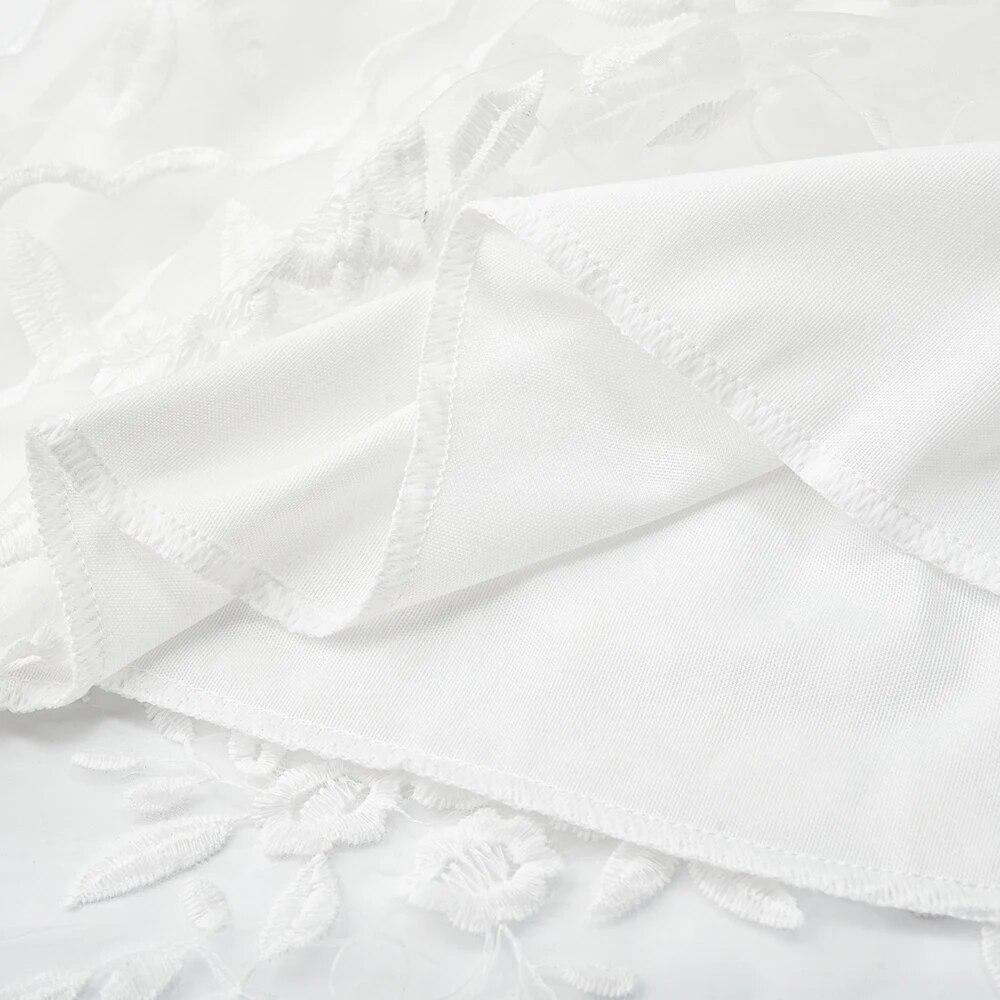 Sommer Sommerkleid Weiß Blumenstickerei Mesh Spitze Sexy Rückenfreies Strandkleid Kleidung für Frauen