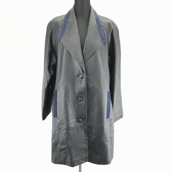 

Sheepskin Leather Coat Single 3-Button Knee Length Fully Lined Black Women s Free(USED)