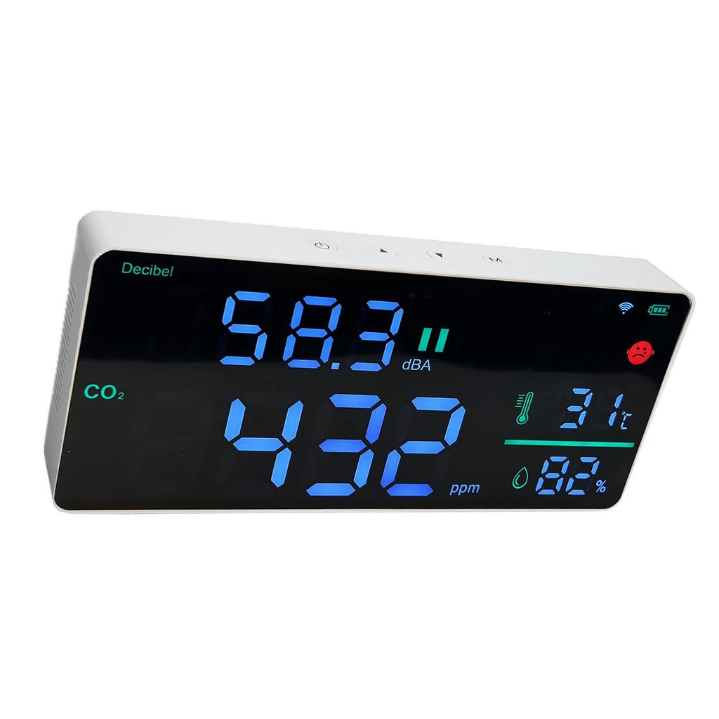 CO2 Monitor 11in 4 In 1 Digital Sound Level Meter Thermometer Hygrometer Wall Mount Tester