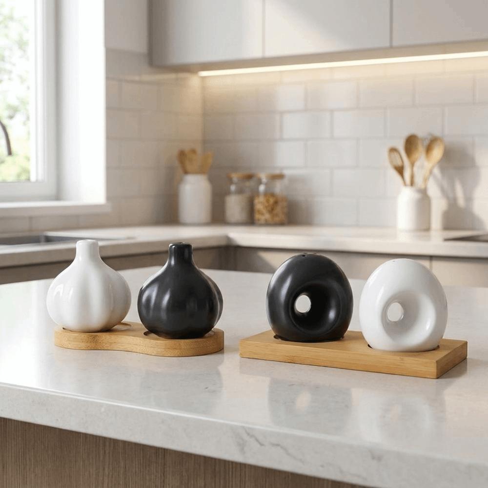 Decorative Garlic Shape Spice Jars Ceramic Spice Container Multi-functional Seasoning Jar Table
