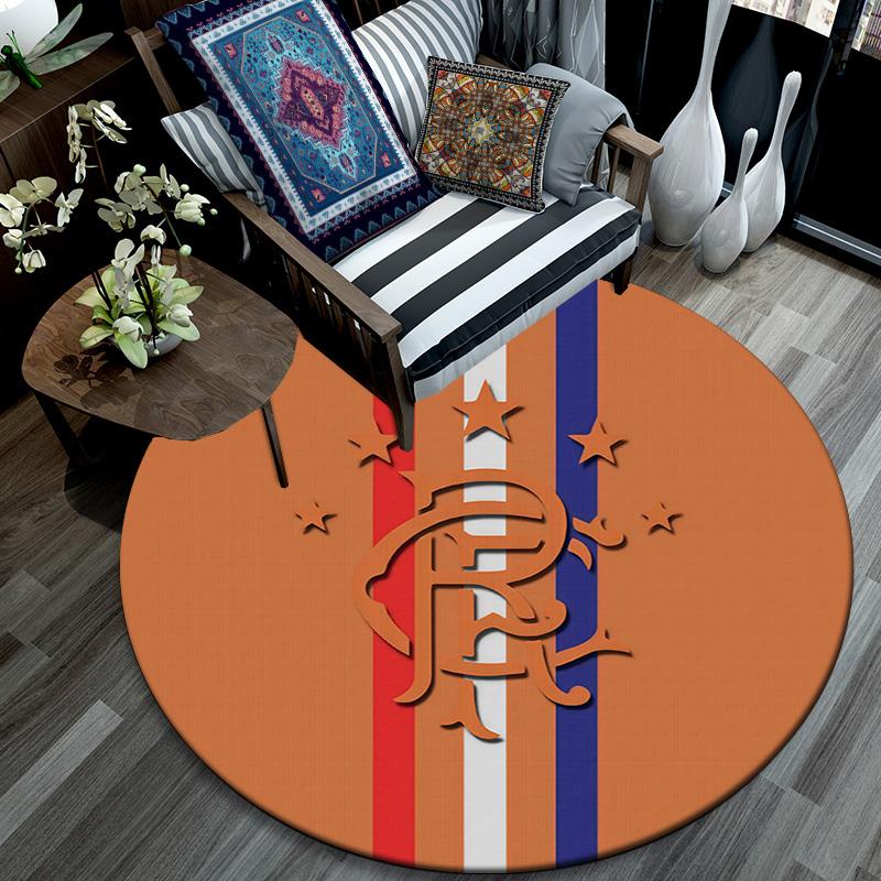 Rangers FC Round Area Rug,Carpet Rug for Living Room Bedroom Sofa Playroom Decor,Non-slip Floor Mat