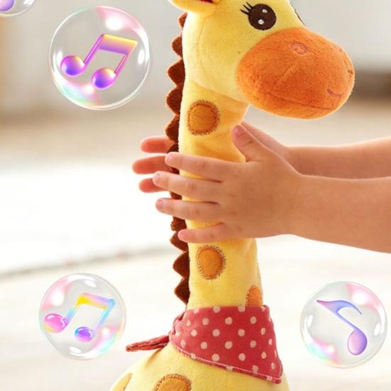 Dancing Giraffe Toy with LED Lights Sings Dances Repeats What You Say Plush Giraffe Toy Baby Electric Talking Stuffed Giraffe Musical Toy