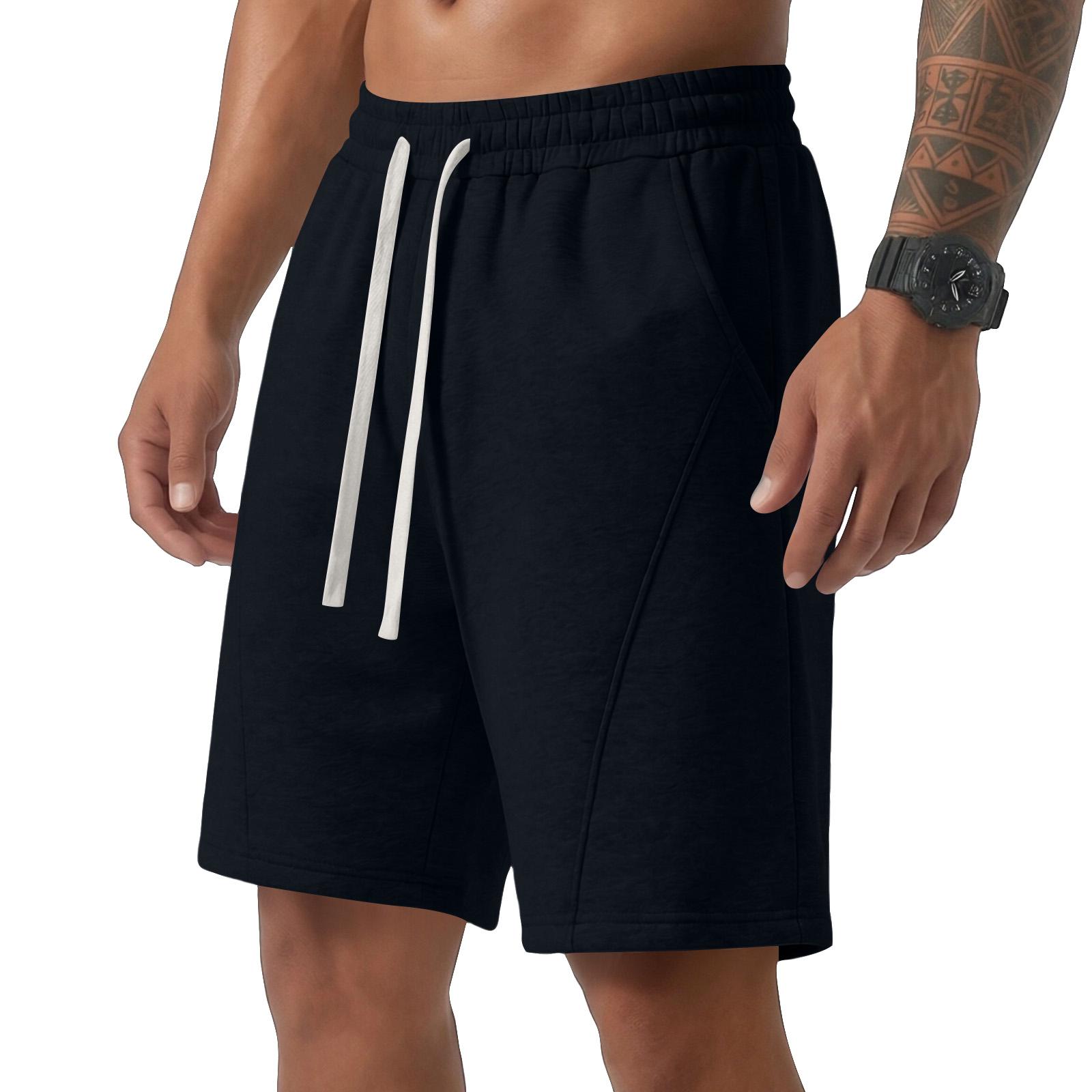 

Men s Casual Athletic Shorts Elastic Waistband Drawstring Closure Lightweight Breathable Fabric Suitable for Sports and Leisure Wear XXXL чорний