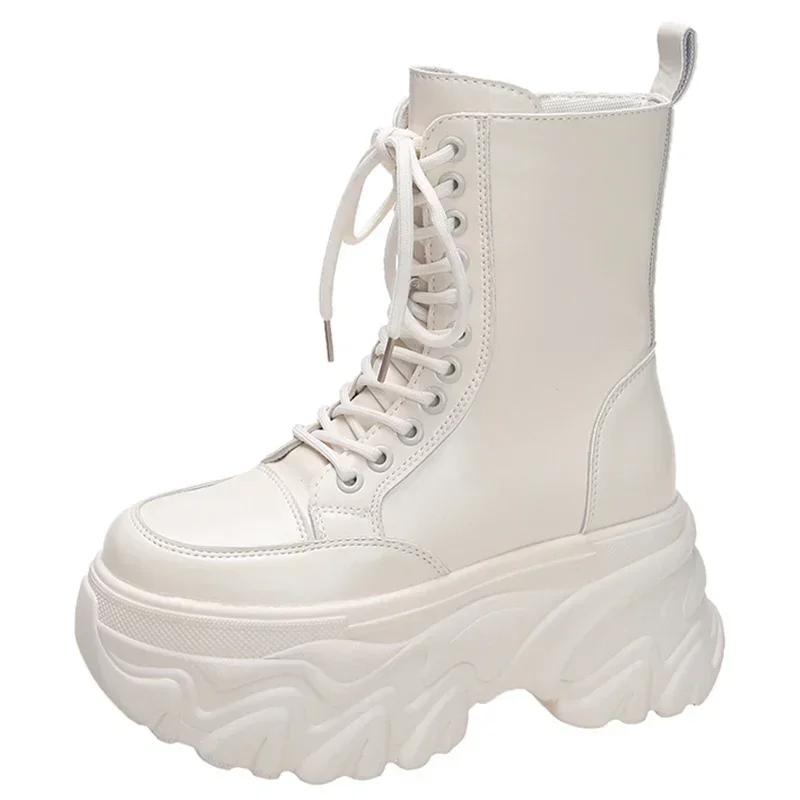 Fashion Punk Chunky Platform Ankle Boots Women 2025 Winter Gothic Thick Bottom Black Motorcycle Boots Designer Woman's Cosplay Y2K Shoes