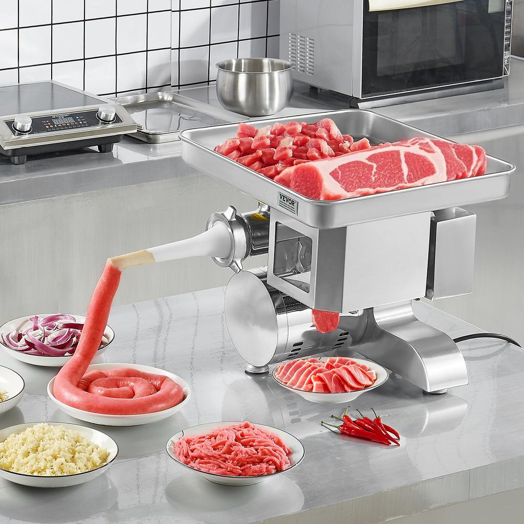VEVOR Meat Grinder, 11 Lbs/Min Electric Meat Grinder, Slicer, Sausage Stuffer with Blade, Grinding Plate, Sausage Maker