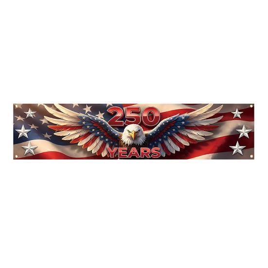 250th Anniversary Banner 6.5x1.5ft 250 Years of Freedom American Patriotic Decoration